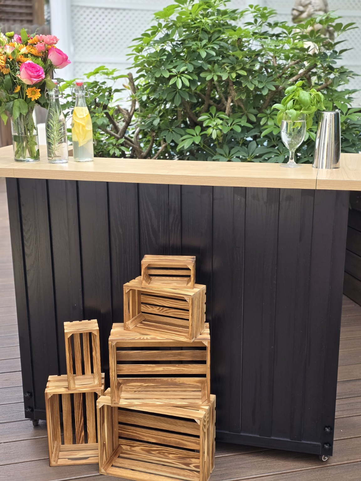 Keyside Pour Company bar with wooden crates